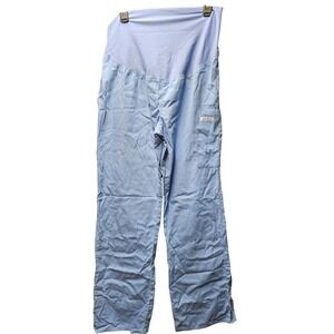 Cherokee Maternity Scrub Pants Blue Full Panel Elastic Waist Pockets Size S Tall
